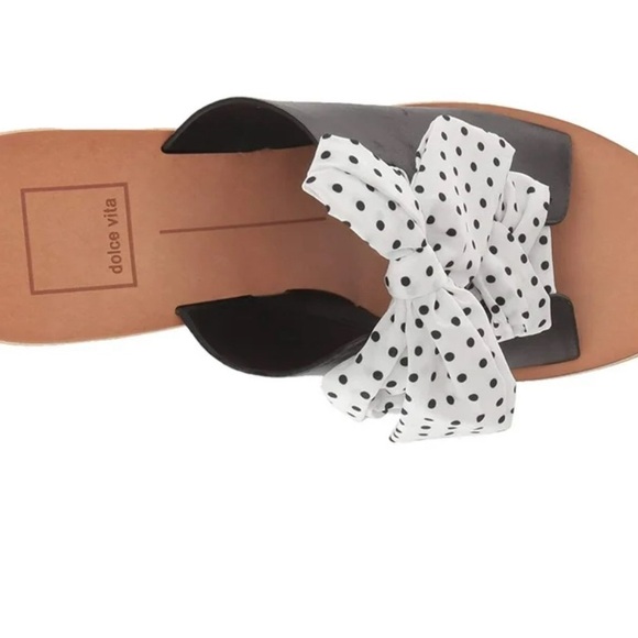 Dolce Vita Ribbon Lace Heel black 6.5 polka dot mule - Picture 1 of 5